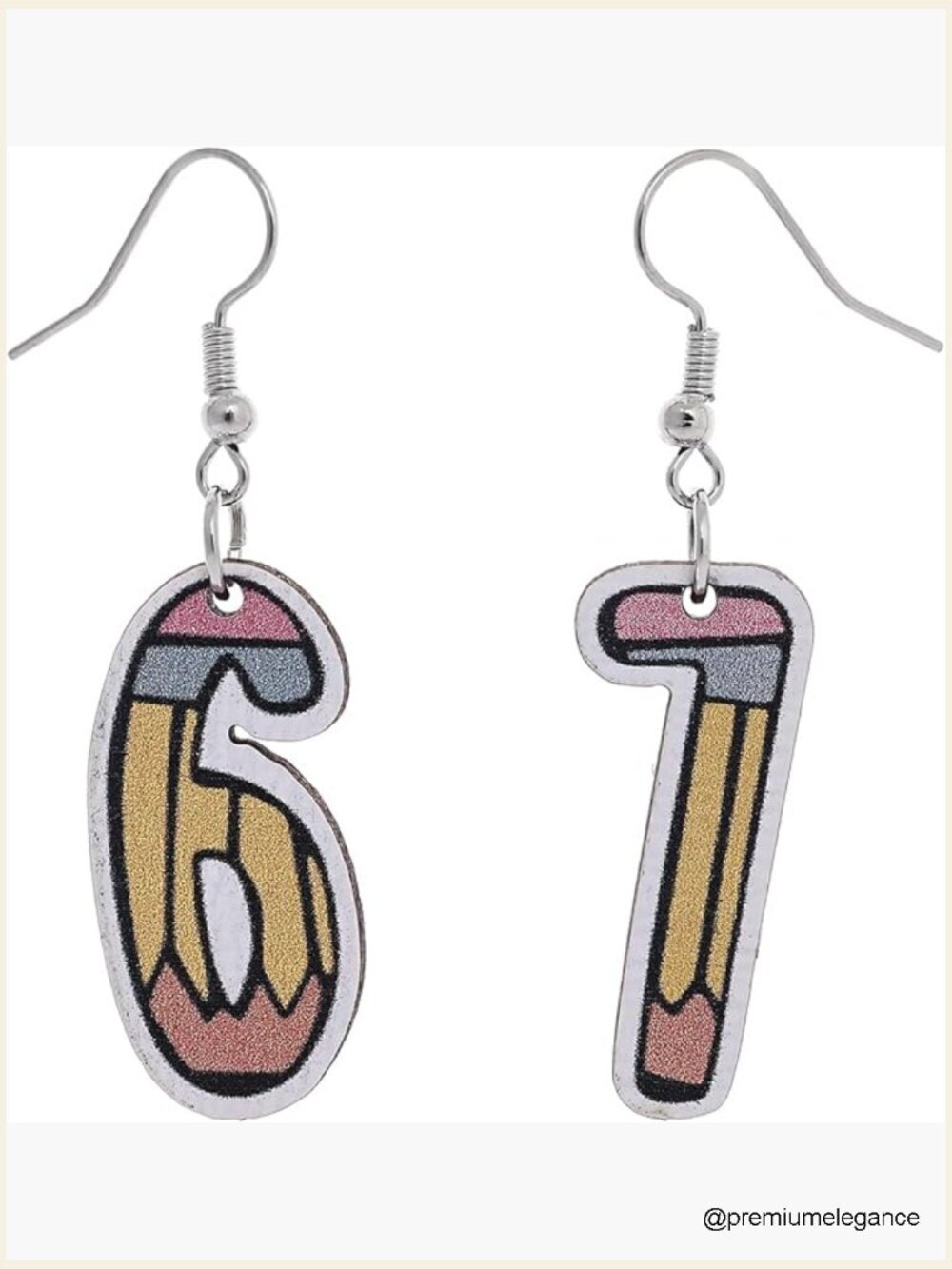 Funny 67 Meme Drop Dangle Earrings Wooden Novelty Gift